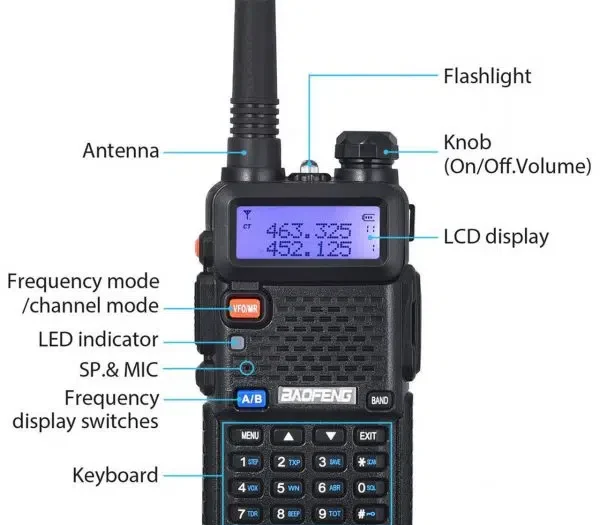 بیسیم واکی تاکی اصلی باوفنگ مدل UV-5R (بسته دو عددی) | واکی تاکی دو بانده با برد بالا